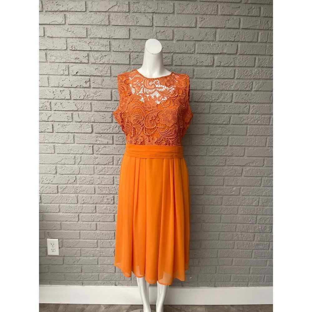 Eva Mendes Sleeveless Orange Lace Dress Size 8